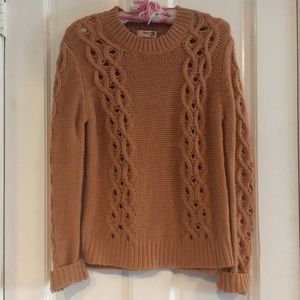 Mak B Brown Cable Knit Crew Neck Pullover Sweater M